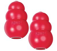 KONG Lot de 2 jouets classiques à mâcher pour chiens - Capacité de remplissage de friandises et rebond erratique pour une durée de jeu prolongée - Matériau en caoutchouc naturel durable - Pour petits
