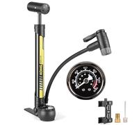 KONG MING CAR Pompe à vélo 120 PSI - Toutes Les valves compactes - pour valves Presta et Schrader et Dunlop - Mini Pompe sur Pied pour vélo de Course, VTT