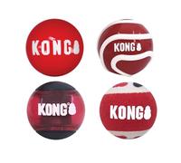 KONG Signature Lot de 4 balles assorties pour rapporter et récupérer Taille M