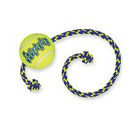 KONG - Squeakair Ball with Rope - Balle de tennis couineuse, n'abîme pas les dents - Pour Chien Taille Moyenne