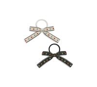 Konges Slojd - Lot de 2 élastiques à cheveux avec Noeud beige et noir