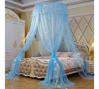 KongEU Moustiquaire de lit romantique et élégante en dentelle - Plusieurs tailles - Pour intérieur et extérieur - Bleu - Pour lit de 1,8 m de largeur