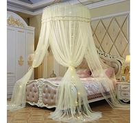 KongEU Moustiquaire de lit romantique et élégante en dentelle - Plusieurs tailles - Pour intérieur et extérieur - Jaune - Pour lit de 2 m de largeur