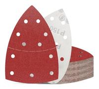 KONGMING 50 Pièces Papier Abrasif pour Ponceuse Grain 150 Disques Abrasifs Triangulaire 11 Trous pour Ponceuses de Détail