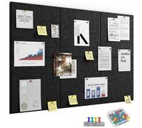 Kongming 6 Pièces Panneau Mural Decoratif Feutrine Autocollant avec 40 Punaises, 9 mm d'épaisseur Tableau Liege Mural pour Photos, 30 * 30cm Panneaux Muraux pour Maison Bureaux École (Noir)