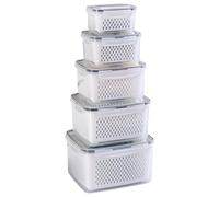 Kongming Boite Conservation Alimentaire Organisateur Rangement Frigo Boite De Rangement Frigo Avec Couvercle et Crible Séparable pour Fruits Légumes Salades Œufs 6,2L+4,15L+3,15L + 1,7L + 0,8L