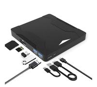 KONGMM Lecteur DVD Lecteur Optique Externe 7 en 1, Lecteur CD DVD -/+RW avec USB 3.0 Type-c TF, emplacements for Cartes SD, graveur de DVD