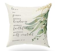 KongMoTree Housse de coussin avec verset biblique Galates 5:22-23, taie d'oreiller pour ferme, maison, bureau, chambre, salon, porche, cadeau religieux chrétien, cadeaux d'église, 45,7 x 45,7 cm