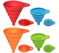 Kongnai Coque en silicone pliable Entonnoir Lot de 4, petites et grandes, DE CUISINE pliable Entonnoir pour le transfert de liquide de bouteille d'eau de qualité alimentaire Approuvé par la FDA