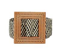 KONGNY Bohème Grande Boucle Carrée élastique Tressé Ceintures Femmes Décontracté Sauvage Fausse Paille Tricoté Ceinturé Plage Robe Chemise Ceinture, Pp04008, 105-110cm