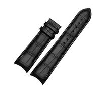 KONGNY Bracelet De Montre À Extrémité Incurvée En Cuir Véritable Pour Hommes, 22Mm, 23Mm, 24Mm, Boucle noire, 22mm