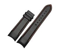 KONGNY Bracelet De Montre À Extrémité Incurvée En Cuir Véritable Pour Hommes, 22Mm, 23Mm, 24Mm, Ligne d'Oragne-non BK, 22mm