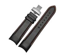 KONGNY Bracelet De Montre À Extrémité Incurvée En Cuir Véritable Pour Hommes, 22Mm, 23Mm, 24Mm, Silver à ligne d'oragne, 24mm