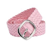 KONGNY Femmes cuir Tressé Ceintures Couleur Bonbon Taille Ceinture Alliage Broche Boucle Carrée Tissé Taille Sangle Décontracté Jean Robe Ceinture, Rose