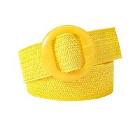 KONGNY Vintage Paille Tressé Ceinture pour Femmes Pp Paille Tissé Élastique Taille Ceinture Bretelles D'été Boho Robe Chemise Décoration Large Ceinture, Jaune