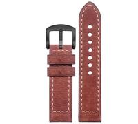 kongsou Bracelet de montre en cuir pour Hamilton Khaki Field H70555533 H70455533 Little Red Cap(Brown matteb6,22mm)