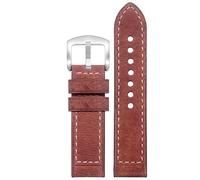 kongsou Bracelet de montre en cuir pour Hamilton Khaki Field H70555533 H70455533 Little Red Cap(Brown mattes6,22mm)