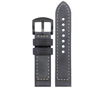 kongsou Bracelet de montre en cuir pour Hamilton Khaki Field H70555533 H70455533 Little Red Cap(Gray matteb7,22mm)