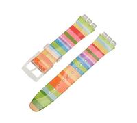 kongsou Bracelet de montre en PVC pour montre Swatch, accessoire souple et étanche, couleur gelée(Rainbow,16mm)