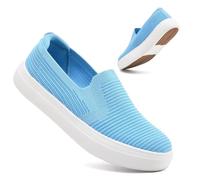 konhill Baskets Femme Confortables Slip-on Légeres - Mocassins Sportifs pour Ville, Marche et Loisirs en Toute Saison Aqua Bleu EU 37.5