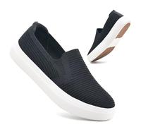 konhill Baskets Femme Confortables Slip-on Légeres - Mocassins Sportifs pour Ville, Marche et Loisirs en Toute Saison Noir EU 37.5