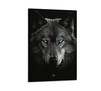 KONIEE Décoration murale sur toile Loup de minuit pour chambre à coucher, avec un regard terrifiant de style Americana
