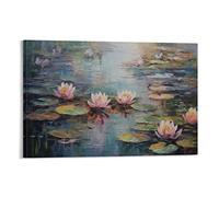 KONIEE Poster de peinture à l'huile avec fleurs de lac, charmant et romantique, décoration murale pour la maison, la chambre, cadeau