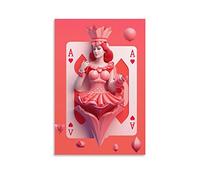 KONIEE Royal Women Affiche imprimée de cartes à jouer, personnages solitaires, décoration murale pour salon, chambre à coucher