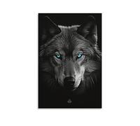 KONIEE Toile murale Loup de minuit pour chambre à coucher, avec un regard terrifiant de style Americana