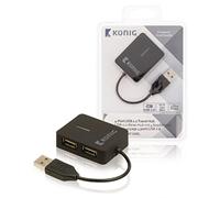 Konig CSU2TH4P100BL Hub de Voyage 4 Ports USB 2.0