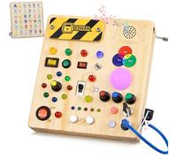 Konijiwa Busy Board Montessori Cadeau 1 an Bébé Jouets Montessori Busy Board 2 Ans en Bois avec 13 Interrupteurs 24 Lumières LED Parcours Motricité 1 2 3 4 Ans Enfant