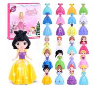 Konijiwa Calendrier de l'Avent pour Filles Calendrier de Compte à Rebours de 24 Jours pour Enfants Habillage de Princesse Compétences Motrices Tenues et Coiffures Jouet