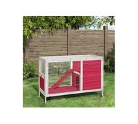 vidaXL Clapier Rouge 103 x 44 x 69,5 cm Bois de pin massif