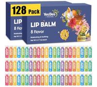 Konipl YesBes 128 Pack Lip Balm, Natural Lip Balm Bulk with Vitamin E and Coconut Oil, Moisturizing Lip Baum for Dry Cracked Lips, Lip Balm for Stocking Stuffers - 8 Flavors