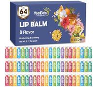 Konipl YesBes 64 Pack Lip Balm, Natural Lip Balm Bulk with Vitamin E and Coconut Oil, Moisturizing Lip Baum for Dry Cracked Lips, Lip Balm for Stocking Stuffers - 8 Flavors