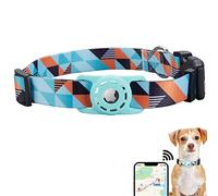 Konity AirTag Collier pour chien en polyester avec support en silicone, motifs élégants pour chiens de petite, moyenne, grande et très grande taille, bleu ethnique, M : tour de cou de 33 à 55 cm