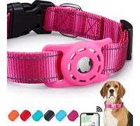 KONITY Collier réfléchissant AirTag pour chien, compatible avec Apple AirTag, collier en nylon avec support AirTag en silicone pour chiens de petite, moyenne, grande et très grande taille
