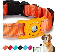 KONITY Collier réfléchissant AirTag pour chien, compatible avec Apple AirTag, collier en nylon avec support AirTag en silicone pour chiens de petite, moyenne, grande et très grande taille