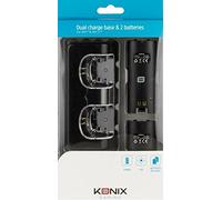 Konix Base de charge Nintendo Wii & Wii U - Noir -Support de charge station - Chargeur à double socle pour Manette wii - Cordon USB + deux batteries incluses