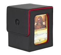 Konix Boîte de rangement Window Deckbox jeux de cartes à collectionner - Format 63 x 88 mm - Compatible Magic The Gathering, Pokémon - Noir et rouge