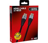 Câble HDMI 2.1 - KONIX - Nintendo Switch 2 - Compatibilité 4K et 8K - Nylon tressé - Longueur 1,8 m - Noir