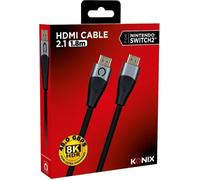 Câble HDMI 2.1 - KONIX - Nintendo Switch 2 - Compatibilité 4K et 8K - Nylon tressé - Longueur 1,8 m - Noir