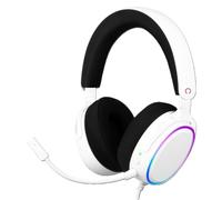 Konix Casque Gaming Circum-aural Filaire Nexus pour PC - Haut-parleurs 40 mm - Microphone - Connexion USB-A - Câble 1,8 m - Éclairage RVB - Blanc