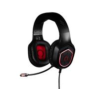 Konix Casque Gaming Filaire Oberon PC, PS4, PS5, Switch et Xbox - Haut-parleurs 50 mm - Microphone Haute sensibilité - Éclairage LED Rouge - Noir