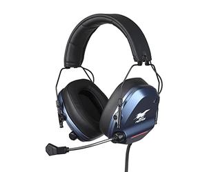 Konix Drakkar Casque Gaming Filaire Skyfighter One pour PC - Microphone Flexible - Câble USB 2,4 m - Rétroéclairage LED - Noir et Bleu