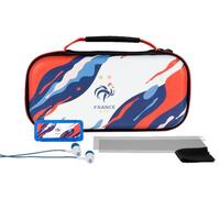 Konix FFF Pack d'accessoires Gaming Starter Kit Nintendo Switch, Switch Lite et Switch OLED - Housse - Écouteurs - Motif Vagues Bleu, Blanc et Rouge