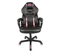 Konix Geek Star Chaise de Bureau Gaming Onyx - Inclinaison siège 15° - Hauteur réglable - Cuir polyuréthane - Noir et Rose