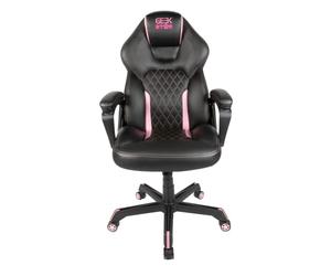 Konix Geek Star Chaise de Bureau Gaming Onyx - Inclinaison siège 15° - Hauteur réglable - Cuir polyuréthane - Noir et Rose