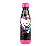 Konix Hello Kitty Bouteille isotherme - Acier inoxydable - 500 ml - Motif bonbons - Noir