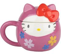 Konix Tasse en céramique Hello Kitty Mug 3D 320 ml Motif Daruma Rose